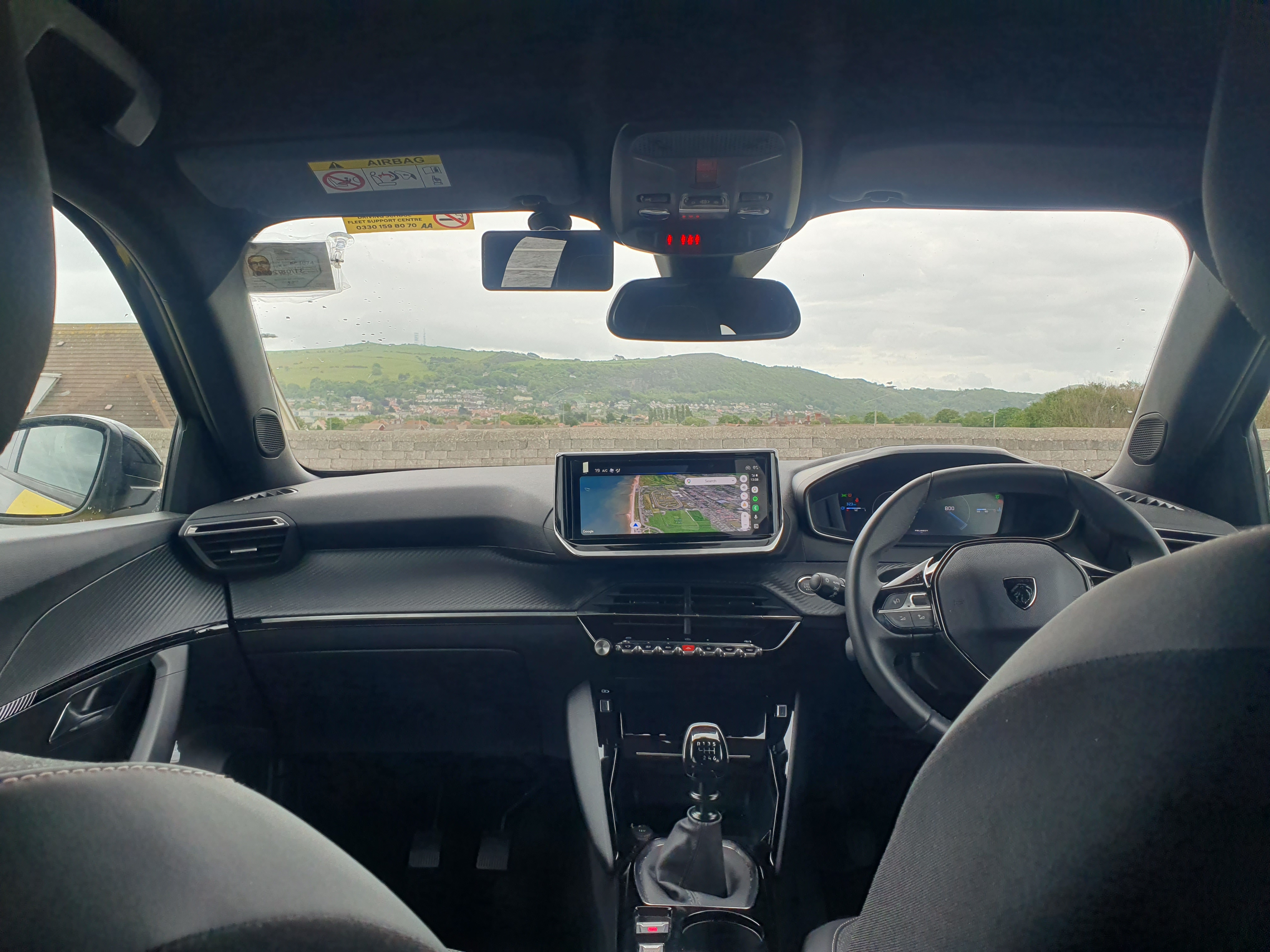 Car interior from back seat